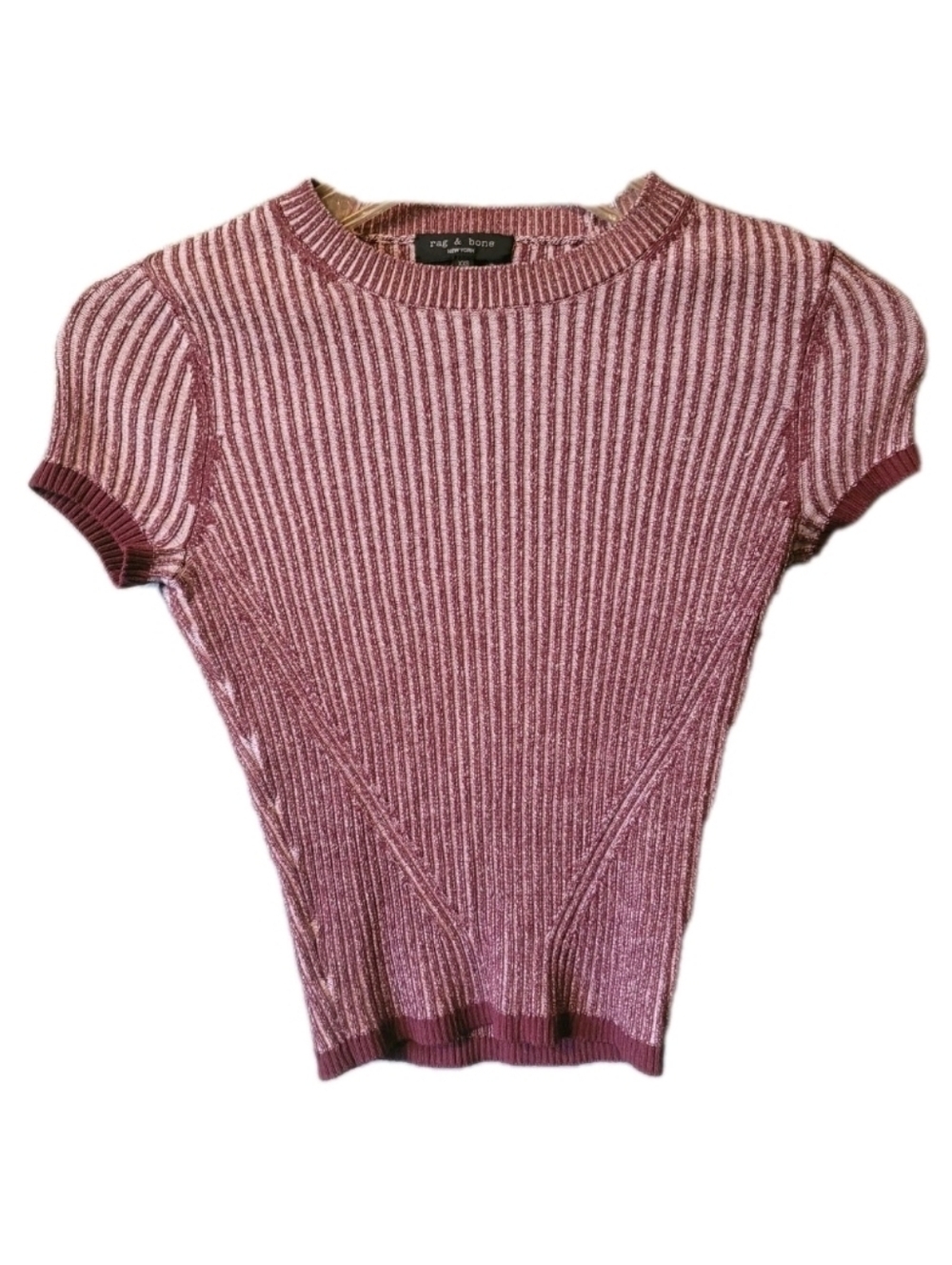 rag & bone Alexis Ribbed Knit Tee XXS short-sleeved crewneck top Quiet Luxury